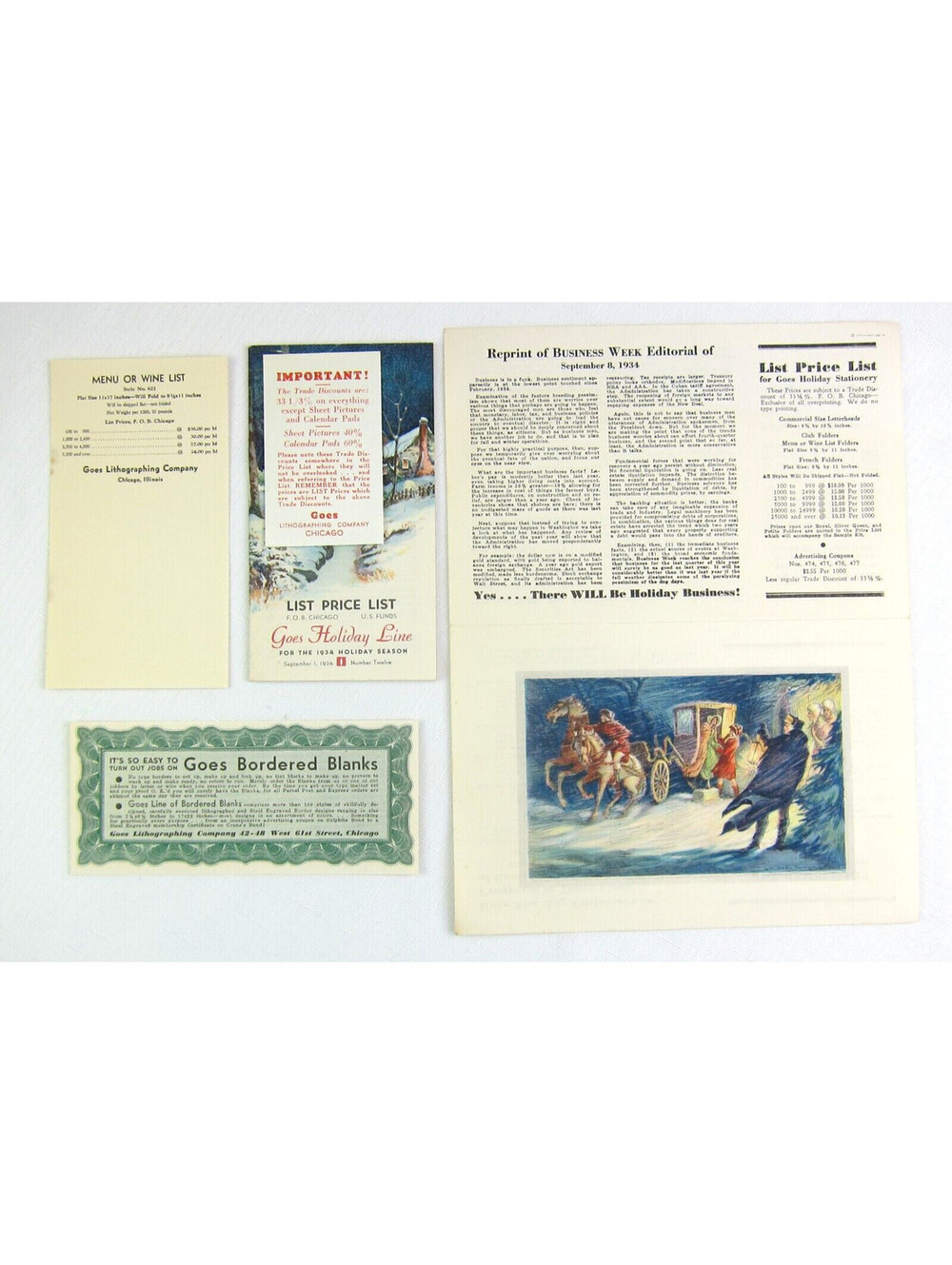 Goes Lithography Company Chicago Advertising Samples & Price List Booklet 1934